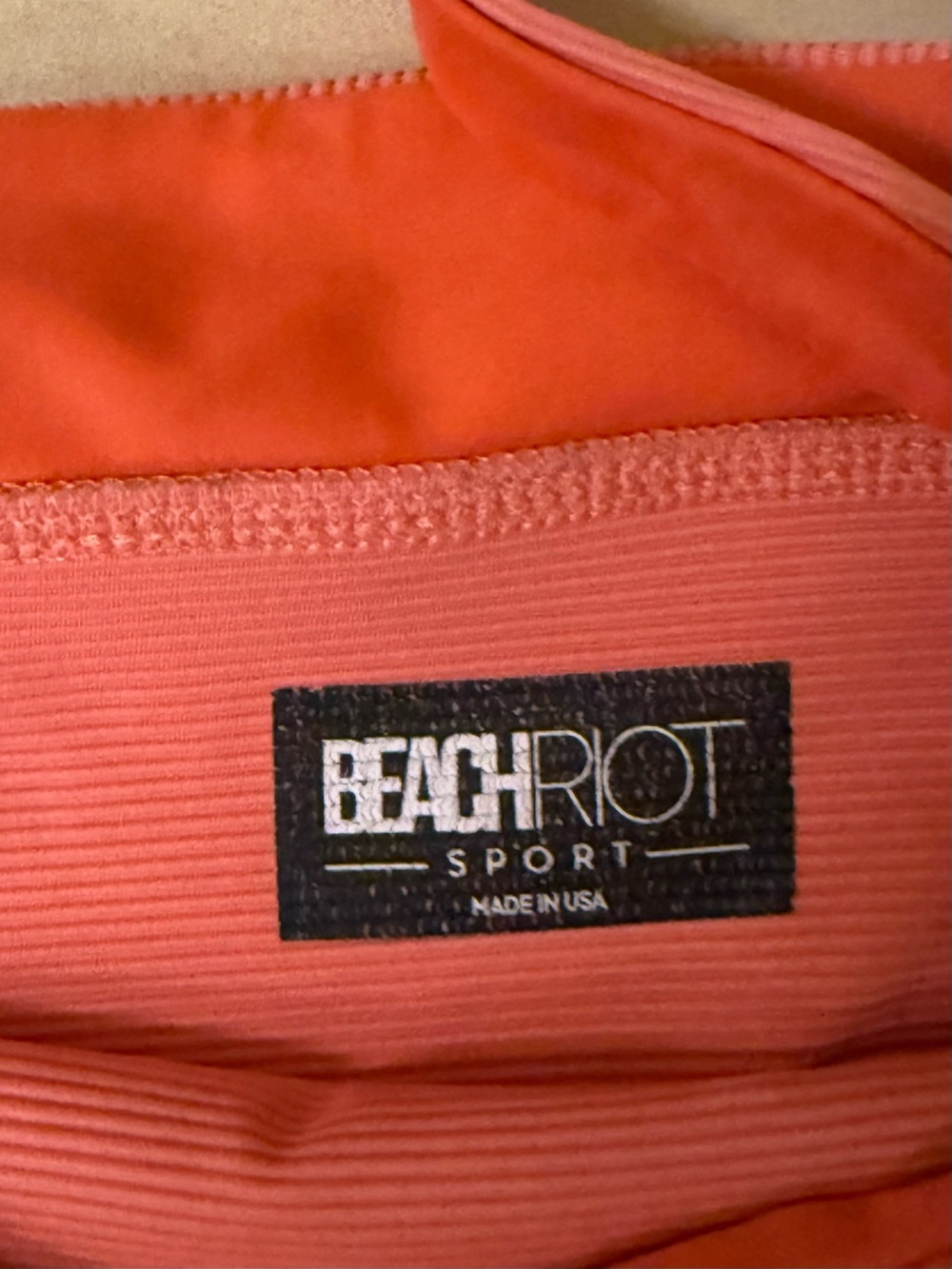 Beach Riot Coral-Orange Ribbed Sports Bralette - Picture 2 of 3